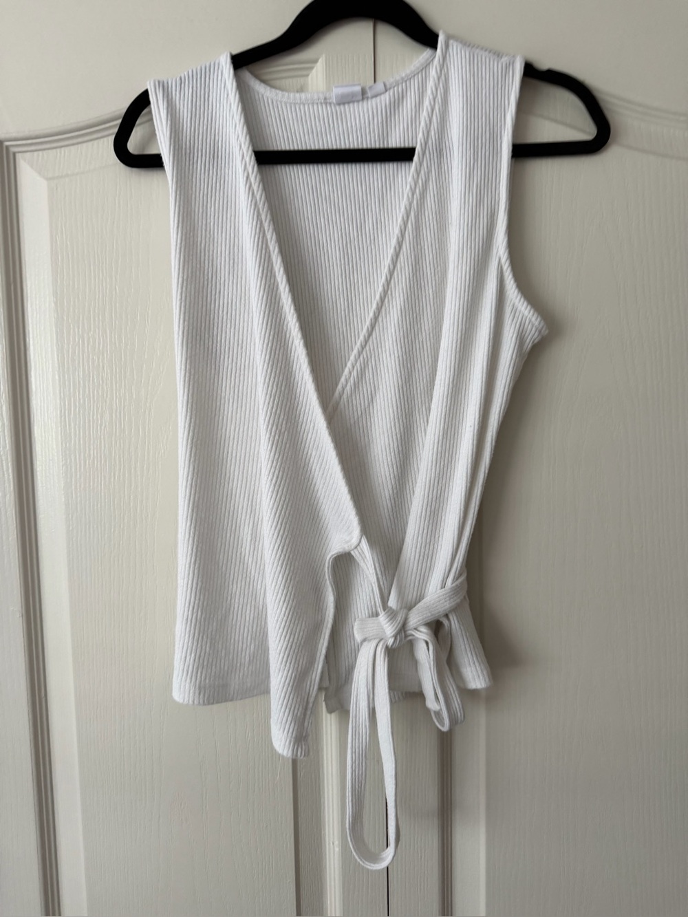 GAP White Ribbed Wrap Camisole with Side Tie